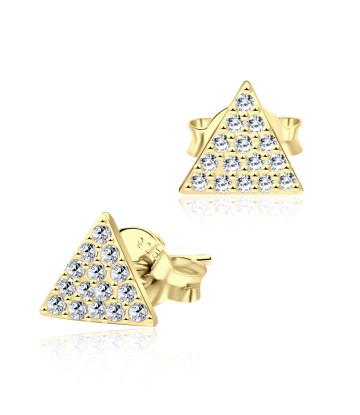 1Micron Gold Plated CZ Triangle Stud Earring STS-3560-GP